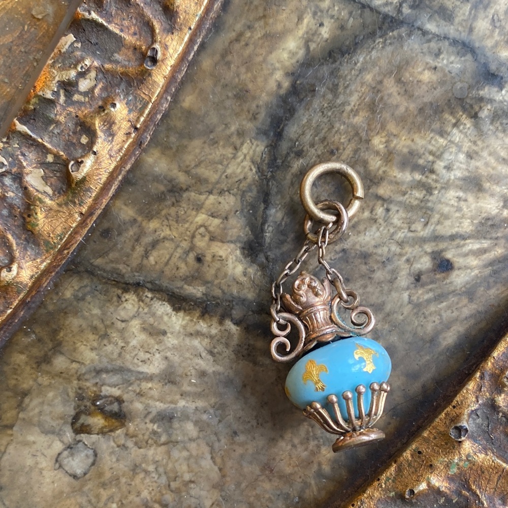 Vintage Gold and Blue Pendant